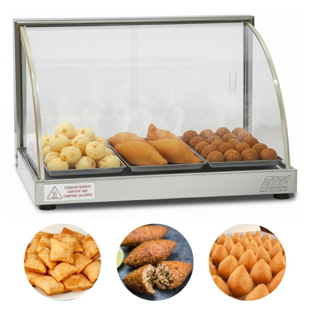 Estufa Para Salgados 3 Bandejas W 3B Ouro Vitrine Expositor 