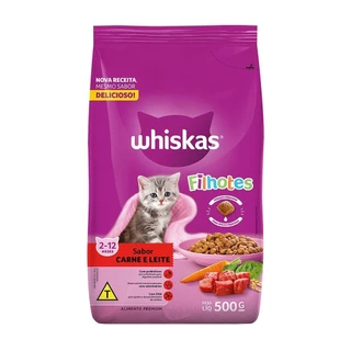 Ração para Gatos Whiskas Filhote Carne e Leite 500g em Oferta na Shopee