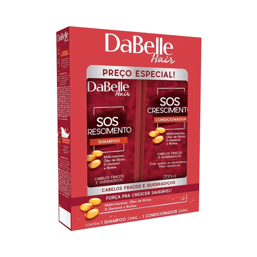 Kit Dabelle Shampoo 250ml + Condicionador SOS Crescimento 200ml ...