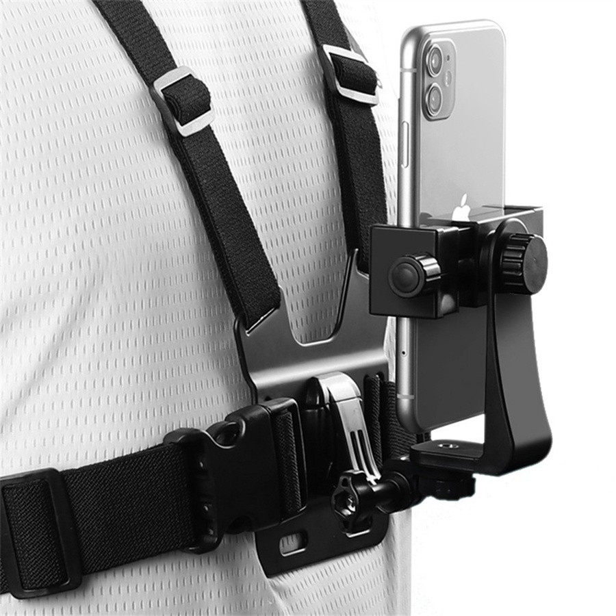 Suporte Peitoral Ajustável 360° Para Celular e Câmera GoPro Esporte Moto Bike
