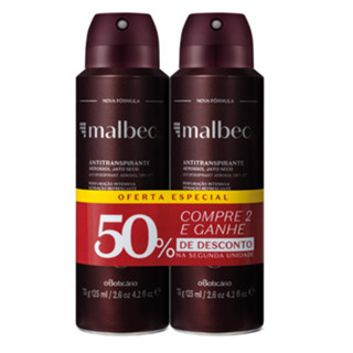 2Pcs Malbec Desodorante Antitranspirante Aerosol 75g - O Boticário em Oferta na Shopee