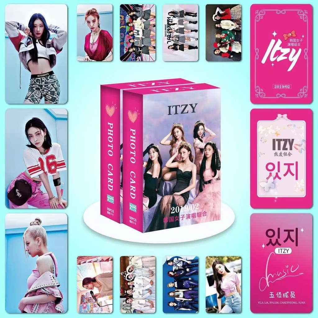 50-55pcs ITZY RYUJIN Yeji SOLO Hologram Laser LOMO cards Cheshire