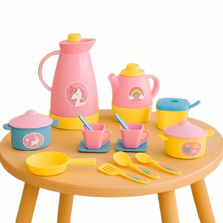 Jogo de chá panelinhas infantil brinquedo xícara unicornio - Samba Toys -