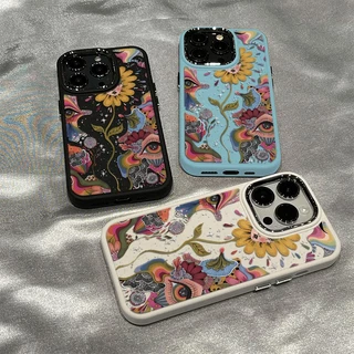 Capa Anti-Impacto De Flores E Olhos Para iPhone 13 11 12 14 15 16 17 Pro MAX X XR XS Plus