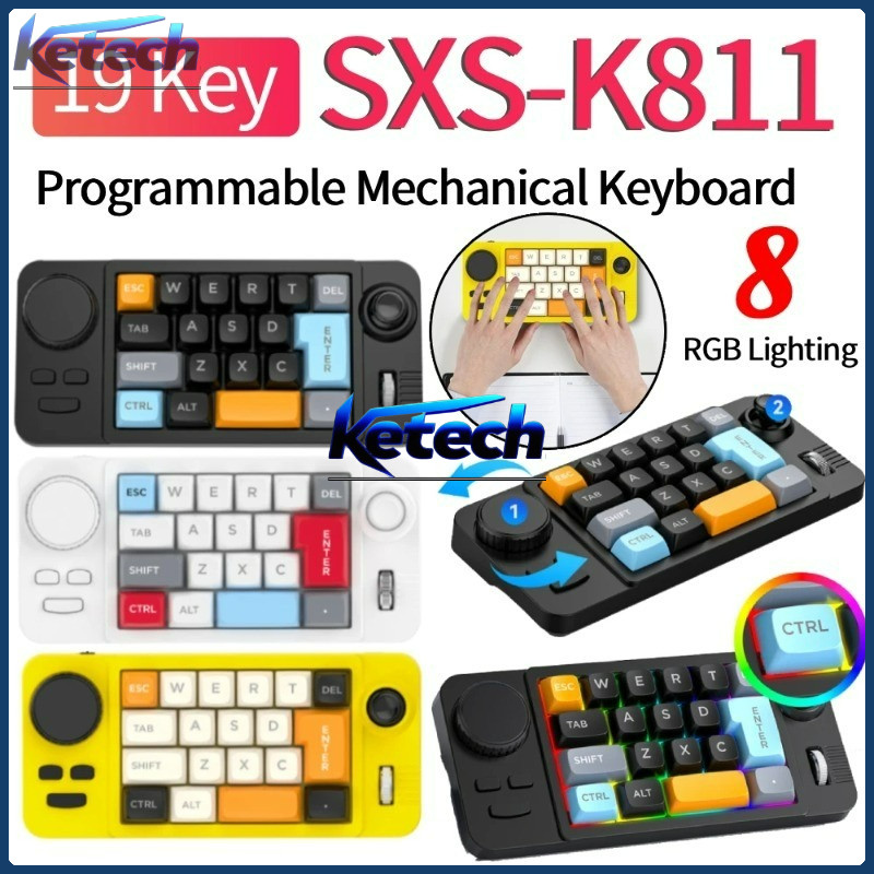 Teclado Mecânico Macro De 19 Teclas Com Controle De Volume Jostic RGB ...