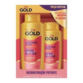 Shampoo 275ml + Condicionador Niely Gold Reconstrução Potente com Queratina 175ml em Oferta na Shopee