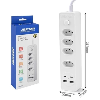 Filtro de linha Jortan de 2 m com 4 tomadas e proteção contra curto-circuito (DPS) 110/220 V marisa em Oferta na Shopee