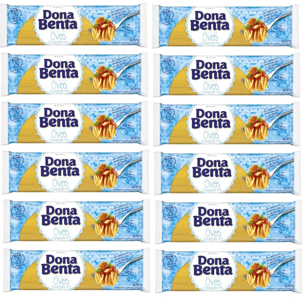 MACARRÃO DONA BENTA 12 UNIDADES C/OVOS N.8 ESPAGUETE 500GR