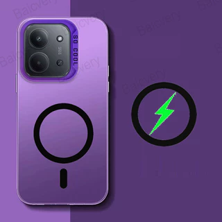 Para Redmi 15C 4G 5G/POCO C85 Soft Silver Hard IMD Capa Protetora À Prova De Choque Com Adesivo Magnético Sem Fio