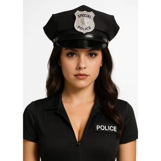 Fantasia Kit de Policial Feminina Chapéu Algema Distintivo Cosplay Adulto Halloween
