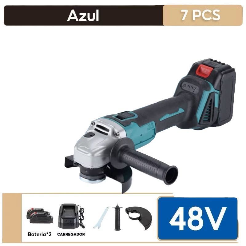 Esmerilhadeira Angular 2 Baterias 48v Politriz/lixadeira E Esmerilhadeira Sem escova  8000-10000R/min Bivolt