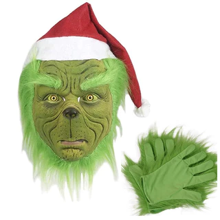 Máscara do Grinch, Acessório de Cabeça de Látex do Grinch, Fantasia de Halloween, Festa de Formatura, Carnaval Engraçado