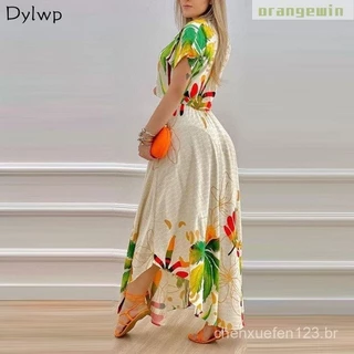 Saia Midi De Chiffon De Fenda Irregular, Saia De Praia De Renda De Cintura Alta Boêmia, 2021 Verão Moda Floral Saia Fina / Saias
