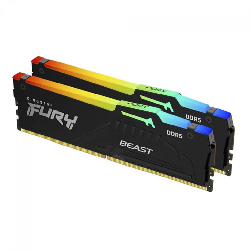 Memória DDR5 Kingston Fury Beast, RGB, 16GB (2x8GB), 5200Mhz, Black, KF552C40BBAK2-16