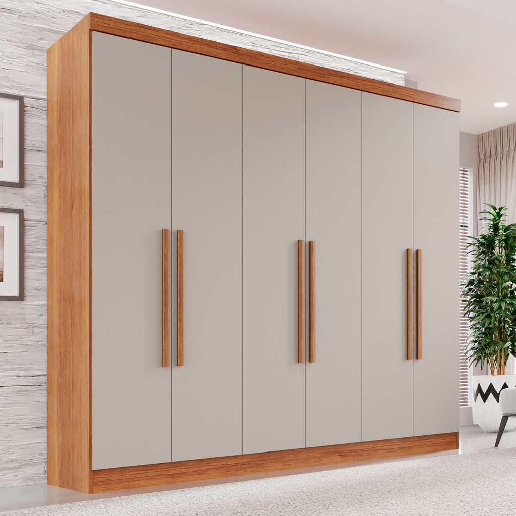 Imagem do produto Guarda-roupa Casal 6 Portas 2 Gavetas França Cinamomo/Off White
