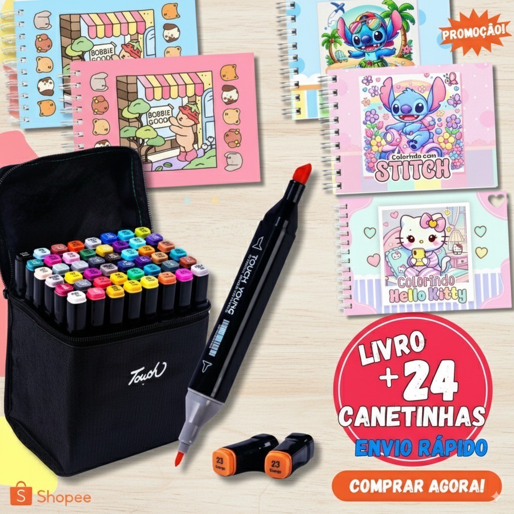 Kit 24 Canetinhas + Livro De Colorir Capa Dura Bob Goo Bob God | Shopee ...