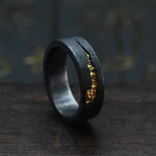 Luxuoso Anel De Abertura Em Ouro Preto Para Homens Simplicidade Anéis De Chama Trendy Resizable Jóias Masculinas
