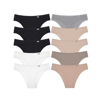 Kit 10 Calcinhas Biquíni DelRio Adulto Cotton Algodão Confortável Cintura Média DelRio
