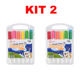Kit 2 - Conjunto 12 Canetas Acrílicas Coloridas cores à prova d'água – Marcadores de Pintura Tinta Viva e Secagem Rápida em Oferta na Shopee