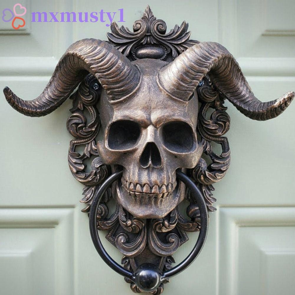 MXMUSTY Aldrava De Porta De Caveira , Cabeça De Ovelha Punk Satanás ...
