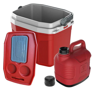 Kit Praia Caixa Cooler Térmico 20 Litros Cabe 26 Latas + Garrafão Garrafa 5 Litros Cor Vermelho em Oferta na Shopee