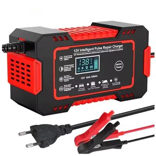 Carregador de bateria automotivo inteligente 12 V Display Digital Automático Energia Reparação Puls em Oferta na Shopee