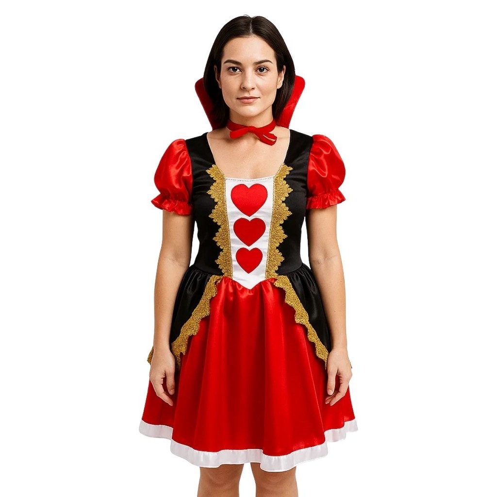 Fantasia Rainha de Copas Adulta - Vestido e Mangas | Shopee Brasil