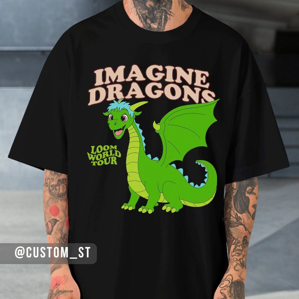 Camiseta Imagine Dragons Loom World Tour Pop Rock Estampa Dragão