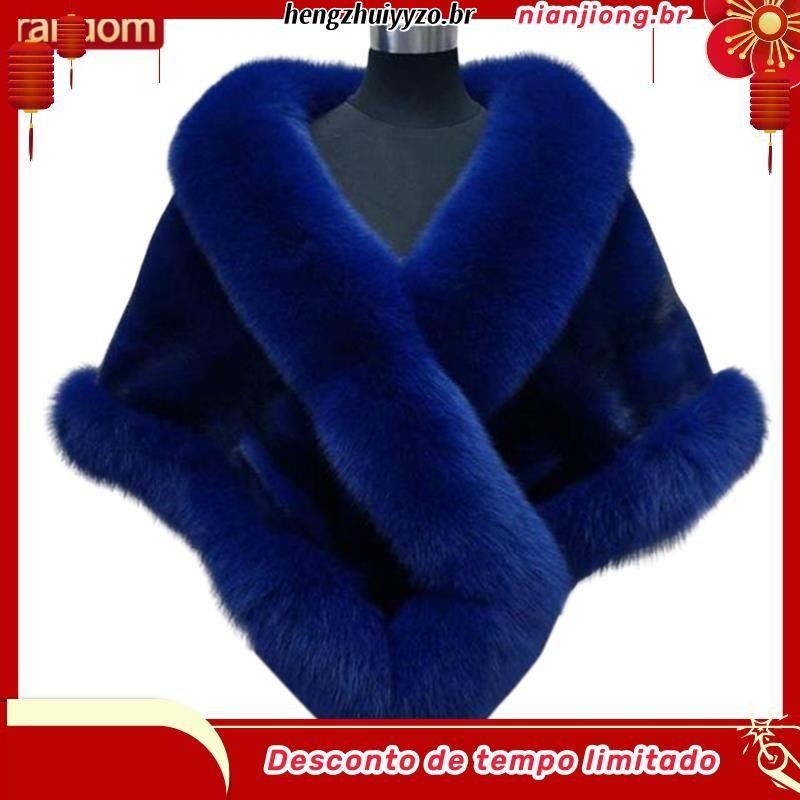 RAN] Casaco Quente De Noiva De Casamento De Inverno Com Pêlo Fofo