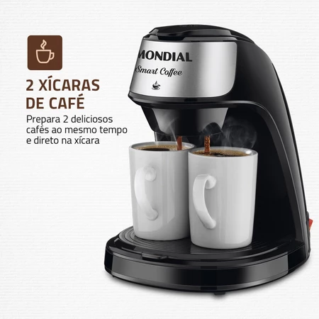 Cafeteira elétrica 2 xícaras preta smart coffee - c-42-2x-bi - mondial