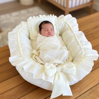 Ninho Redutor De Berço Para Bebê Com Laço E Travesseiro modelador/Meninas/Meninos/ Várias Cores em Oferta na Shopee