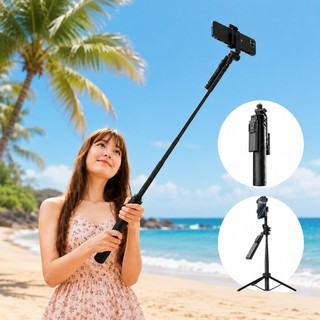 Suporte Tripé Retrátil Para Celular Com Controle Bluetooth Altura Ajustável 180cm LE-3509