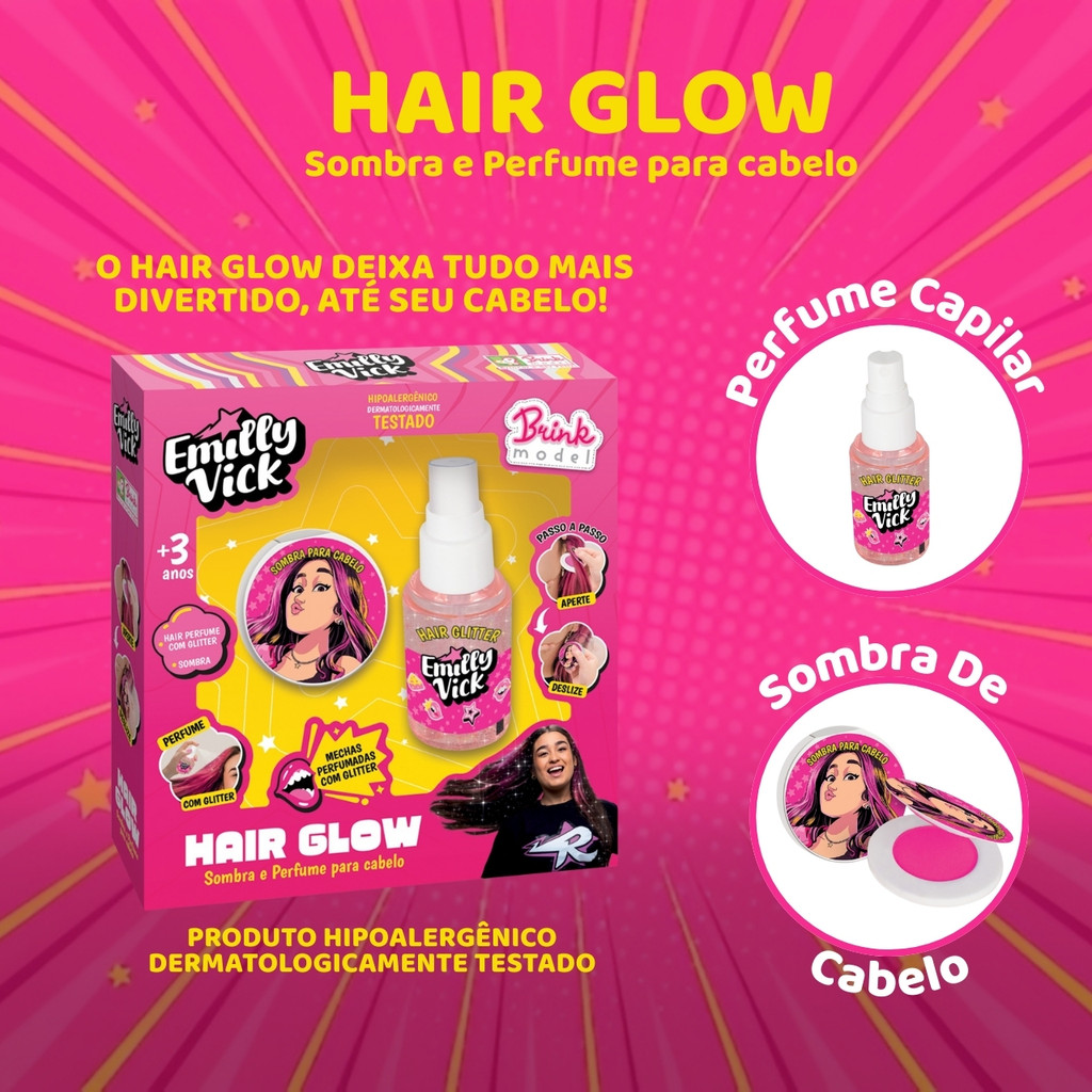 Kit De Cabelo Emilly Vick Infantil Perfume E Sombra Capilar