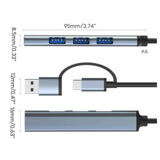 Hub Adaptador 4 Portas Tipo C P/ Usb 10gbps Notebook Celular