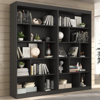 Estante para Livros 4 Prateleiras 181cmx186cm Home Office Espresso Móveis Preto Ônix TX