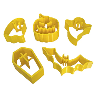 Kit 5 Cortadores Halloween – Fantasma, Abóbora, Morcego e Mais – 4 a 7 cm – Pasta Americana e Biscuit
