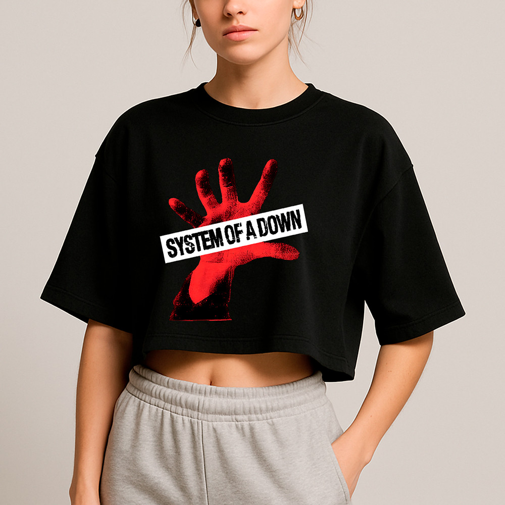 Cropped Feminino Blusa Oversized Frente e Costas Banda Rock System of a ...