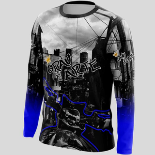 Camisa Rash Guard Manga Longa Proteção UV 244 Moto Grau Quebrada