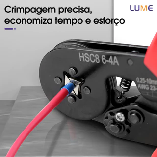 Alicate Crimpar Para cabo Terminais Ilhós 0,25 Até 10mm² Crimpador Catraca Ajustável de Segurança