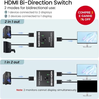 Novo Divisor HDMI Bi-Direcional 4K 1 Entrada 2 Saídas Suporte Ultra HD 4K 3D HDR HDCP