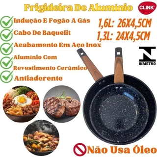 Frigideira Antiaderente Revestimento Cerâmico 1,3L Ou 1,6L Alumínio Indução Ou Fogão 24cm Ou 26cm em Oferta na Shopee