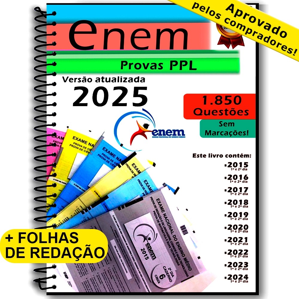 Enem PPL 2025 provas anteriores questões 2015 até 2024 + gabaritos ...