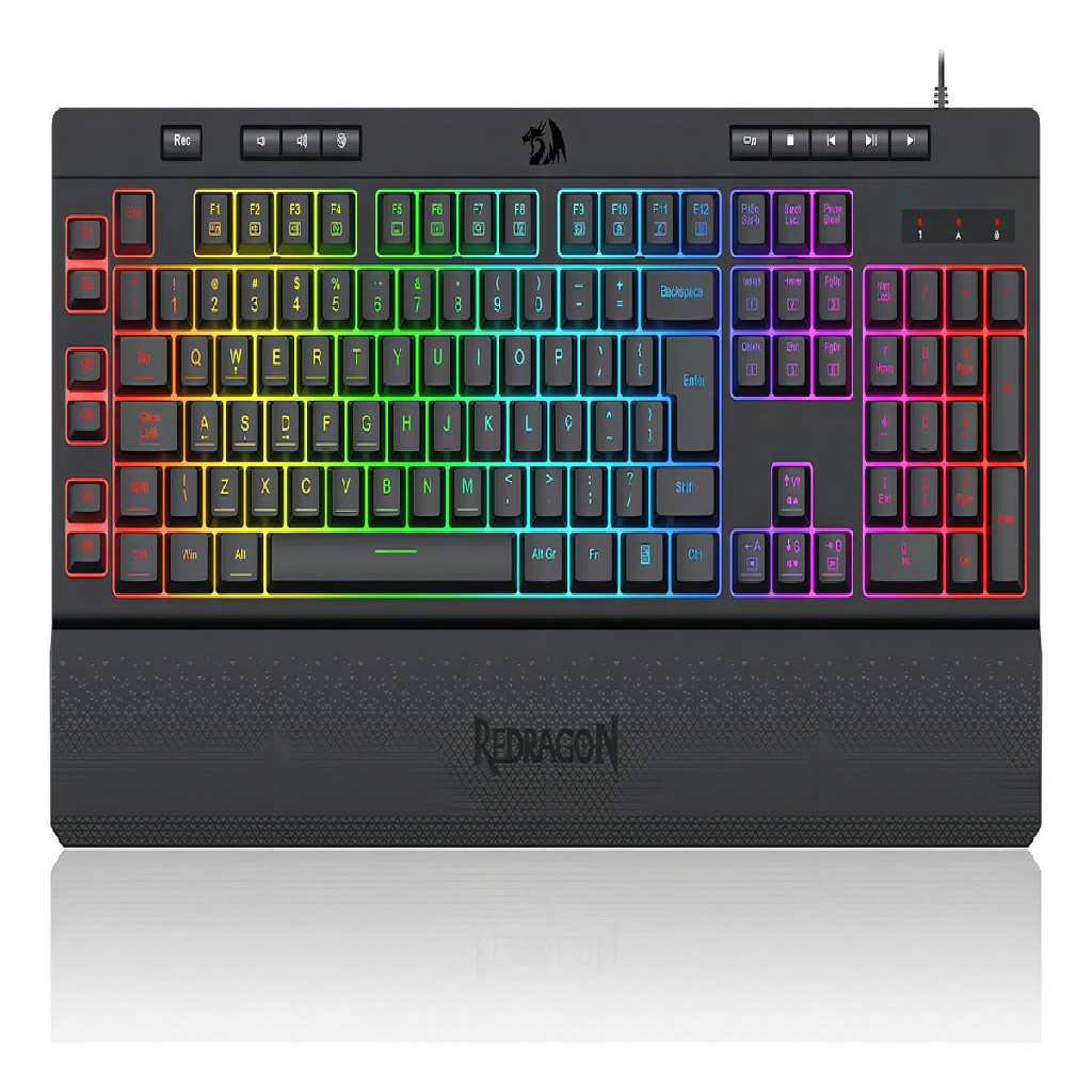 Teclado Gamer Membrana Redragon Shiva V2 RGB Preto Com Fio