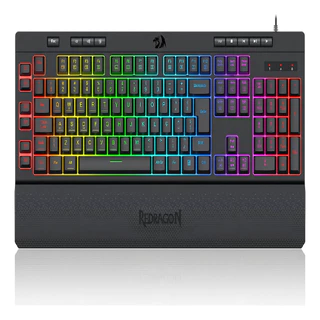 Teclado Gamer Membrana Redragon Shiva V2 RGB Preto Com Fio