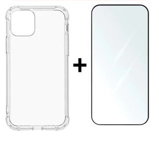 Kit 2em1 Capa TPU + Película de Vidro Temperado 3D Para iPhone X XS 11 12 13 14 15 16 Pro Max