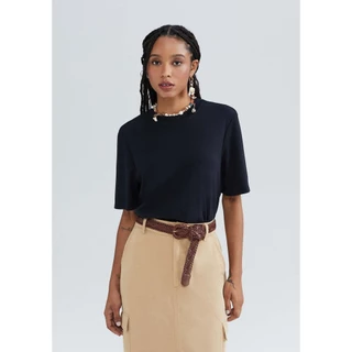 Camiseta Básica Feminina Manga Curta Mid em Oferta na Shopee