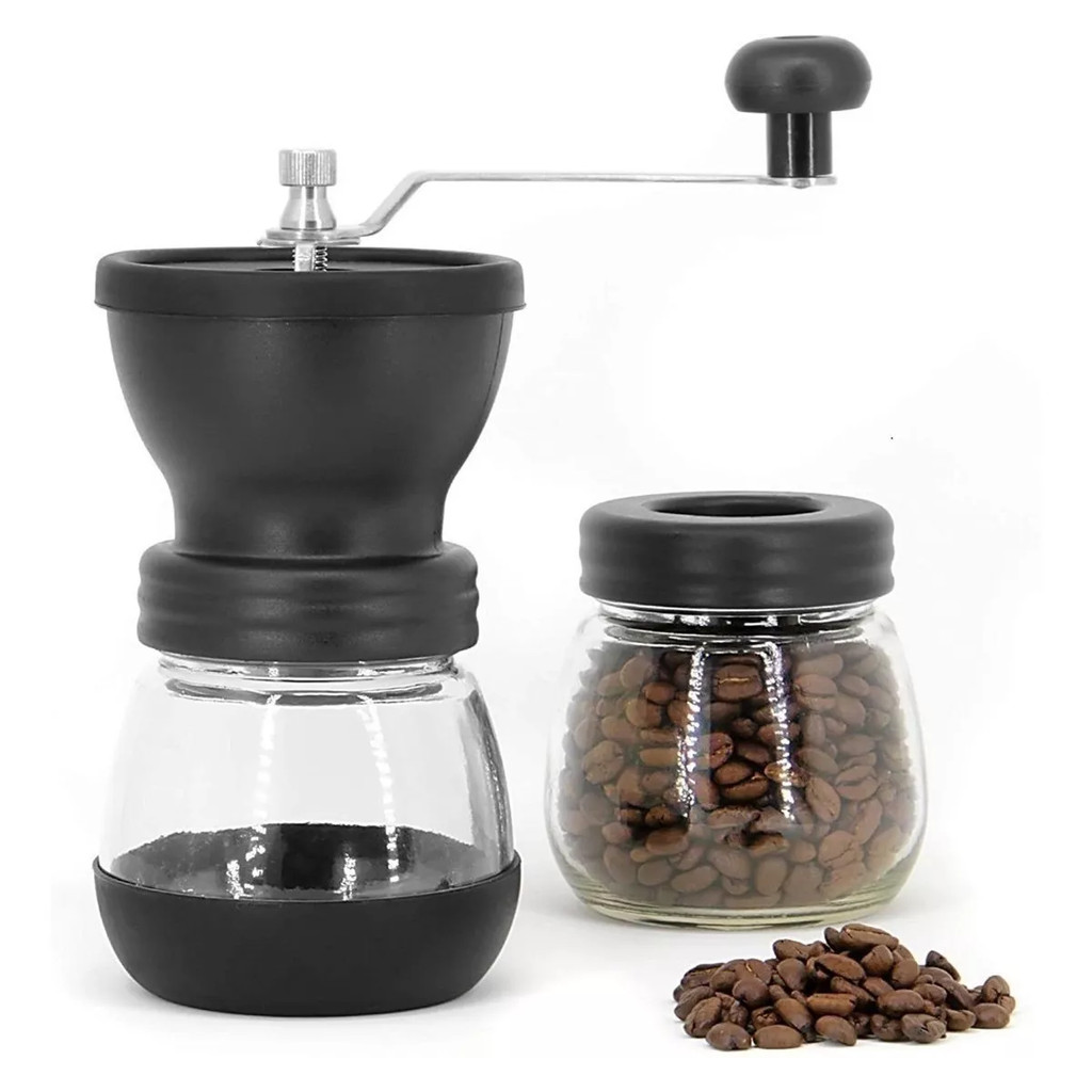 Moinho De Café Manual Moedor De Grãos Vidro Cerâmica Inox