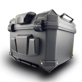 Baú Traseiro Moto Base Preto Plástico ABS 45 Litros Com Suporte Com Encosto Passageiro