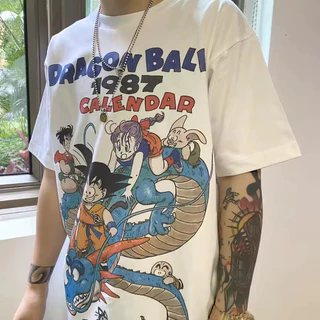 Camiseta Básica ou Oversized Anime Geek Dragon Ball 1987 Vintage Retro Goku Estampa Grande Arte
