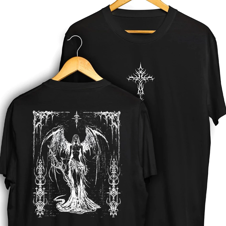 Camiseta Gótica Anjo e Cruz Unissex
